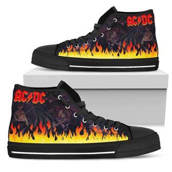 ACDC Sneakers Flame High Top Shoes Music Fan High Top Shoes | Favorety AU