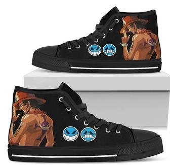 Ace One Piece Sneakers High Top Shoes Anime High Top Shoes - Monsterry