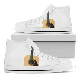 Acoustic Guitar Print White High Top Shoes - Monsterry