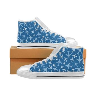 Airplane Pattern In The Sky Women'S High Top Shoes White - Monsterry DE