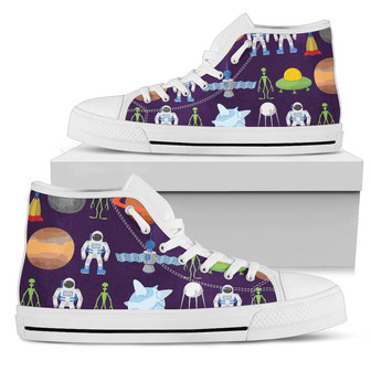 Alien Astronaut Planet Women High Top Shoes - Monsterry