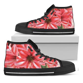 Amaryllis Flower Print Black High Top Shoes - Monsterry AU