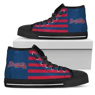 American Flag Atlanta Braves High Top Shoes - Monsterry CA