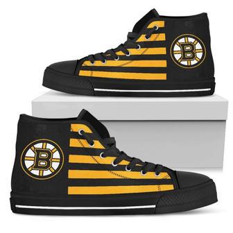 American Flag Boston Bruins High Top Shoes | Favorety