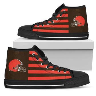 American Flag Cleveland Browns High Top Shoes | Favorety