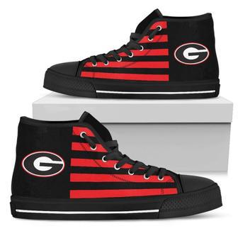 American Flag Georgia Bulldogs High Top Shoes | Favorety DE