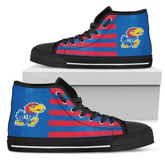 American Flag Kansas Jayhawks High Top Shoes - Monsterry