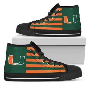 American Flag Miami Hurricanes High Top Shoes | Favorety DE