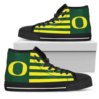 American Flag Oregon Ducks High Top Shoes - Monsterry AU