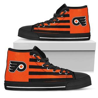 American Flag Philadelphia Flyers High Top Shoes | Favorety CA