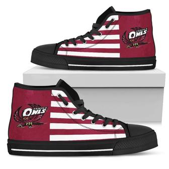 American Flag Temple Owls High Top Shoes - Monsterry