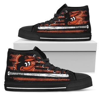 American Flag Vintage Baseball Baltimore Orioles High Top Shoes For Men And Women Custom Canvas | Favorety CA