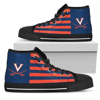 American Flag Virginia Cavaliers High Top Shoes - Monsterry CA