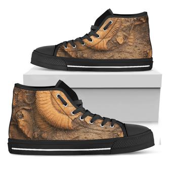 Ammonite Shell Fossil Print Black High Top Shoes - Monsterry DE