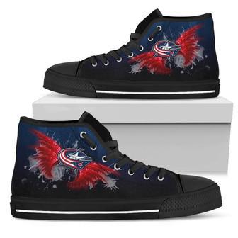 Angel Wings Columbus Blue Jackets High Top Shoes | Favorety CA