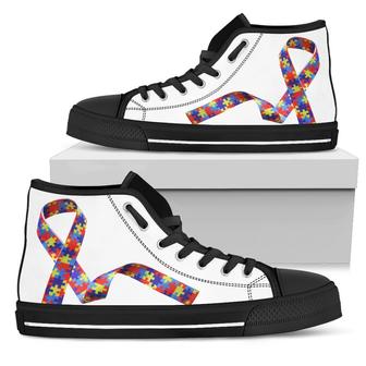 Autism Awareness Ribbon Puzzle High Top Shoes - Monsterry