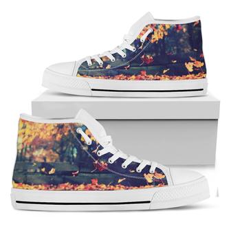Autumn Leaves Print White High Top Shoes - Monsterry AU