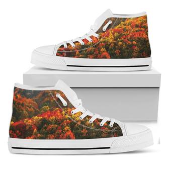 Autumn Mountain Print White High Top Shoes - Monsterry