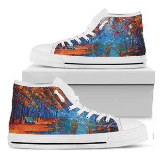 Autumn Painting Print White High Top Shoes - Monsterry UK
