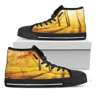 Autumn Trees Print Black High Top Shoes - Monsterry UK