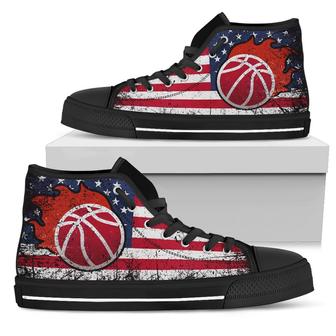 Basketball American Flag High Top Shoes - Monsterry UK