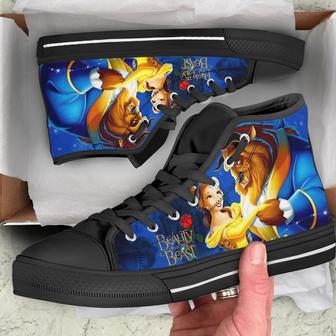 Beauty And The Beast Sneakers Couple High Top Shoes Gift High Top Shoes | Favorety DE