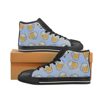 Beer pattern Women's High Top Shoes Black - Monsterry AU
