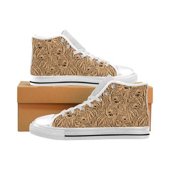 Bengal tigers pattern Men's High Top Shoes White - Monsterry UK