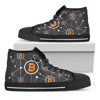 Bitcoin Connection Pattern Print Black High Top Shoes - Monsterry DE