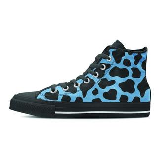 Black And Blue Cow Print Men's High Top Shoes - Monsterry