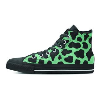 Black And Teal Cow Print Women's High Top Shoes - Monsterry