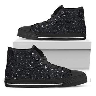 Black And White Constellation Print Black High Top Shoes - Monsterry DE