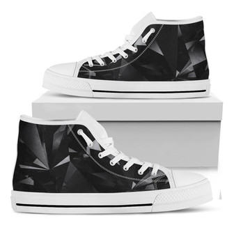 Black Diamond Print White High Top Shoes - Monsterry