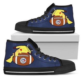 Black High Top Canvas Shoes Pikachu Laying On Ball Toronto Blue Jays High Top Shoes For Men And Women | Favorety UK