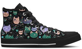 Black Kitty High Top Canvas Shoes - Monsterry DE