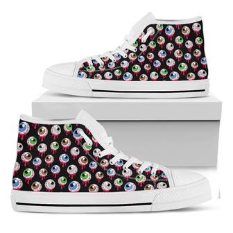 Bloody Eyeball Pattern Print White High Top Shoes - Monsterry