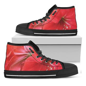 Blooming Amaryllis Print Black High Top Shoes - Monsterry CA