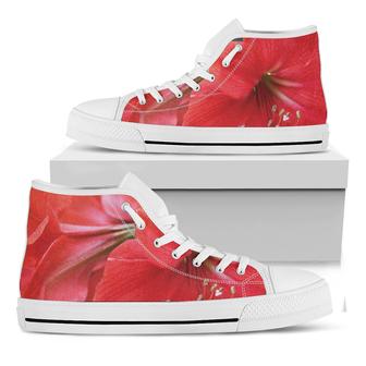 Blooming Amaryllis Print White High Top Shoes - Monsterry DE