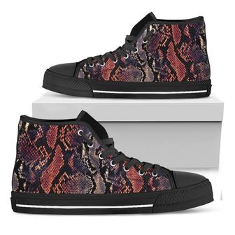 Blue And Red Snakeskin Print Black High Top Shoes - Monsterry AU