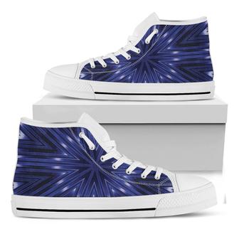 Blue Kaleidoscope Print White High Top Shoes - Monsterry AU