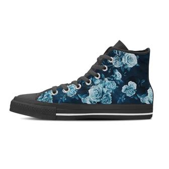 Blue Rose Floral Women's High Top Shoes - Monsterry AU