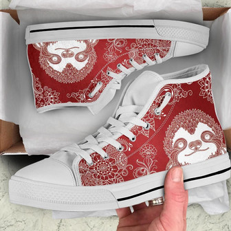 Boho Sloth Red High Top Shoes - Monsterry