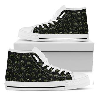 Boo Ghost Pattern Print White High Top Shoes - Monsterry DE