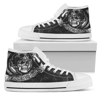 Born To Ride Motorcycle High Top Shoes - Monsterry