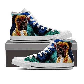 Boxer Dog High Top Shoes Sneakers - Monsterry