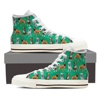Boxer Dog Pattern High Top Shoes Sneakers - Monsterry