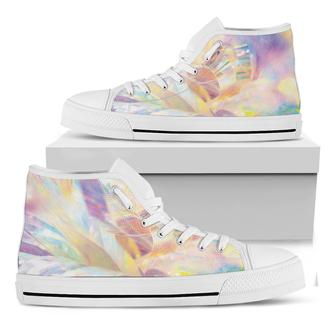 Bright Holographic Print White High Top Shoes - Monsterry UK