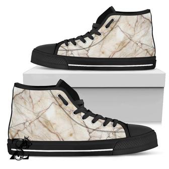 Brown Marble Print Women'S High Top Shoes - Monsterry