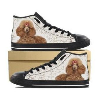 Brown Poodle Lovers Canvas High Top Shoes - Monsterry