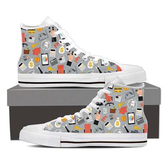 Business Pattern High Top Shoes Sneakers - Monsterry UK